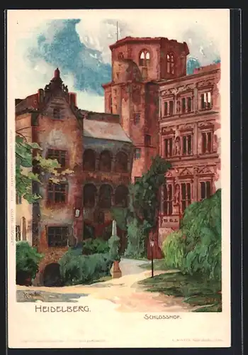 Künstler-AK Karl Mutter: Heidelberg, Der Schlosshof
