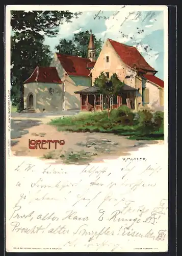 Künstler-AK Karl Mutter: Freiburg /Breisgau, an der Loretto-Kirche