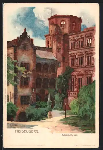 Künstler-AK Karl Mutter: Heidelberg, Der Schlosshof