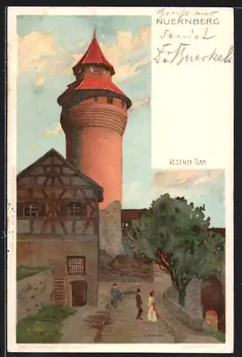 Künstler-AK Karl Mutter: Nürnberg, Vestner Turm