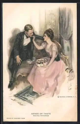 Künstler-AK Harrison Fisher: Sense of Taste - Making Progress