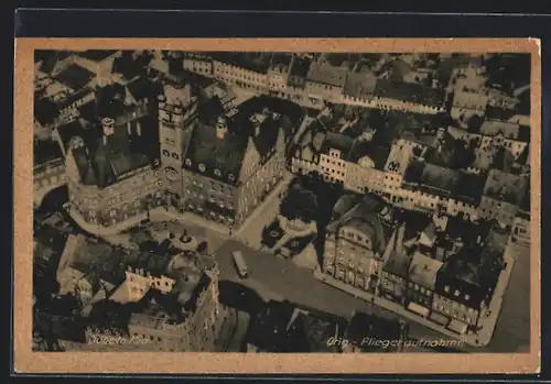 AK Döbeln in Sa., Stadtzentrum vom Flugzeug aus