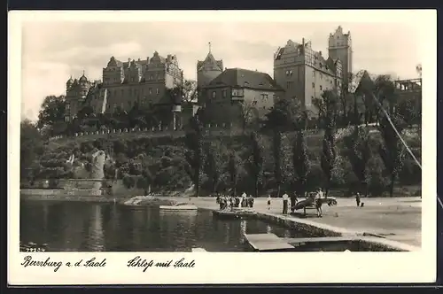 AK Bernburg a. d. Saale, Schloss mit Saale