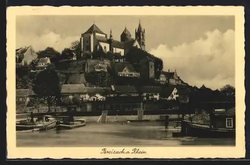AK Breisach a. Rhein, Ortsansicht mit Schloss und Booten