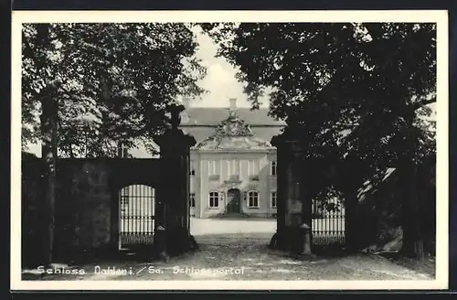 AK Dahlen i. Sa., Schlossportal, blick in den Hof