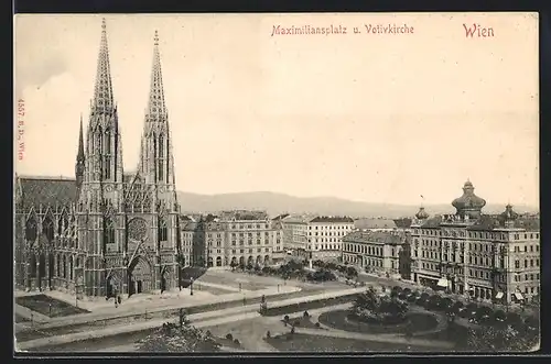 AK Wien, Maximiliansplatz und Votivkirche