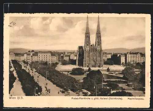 AK Wien, Probst-Pfarrkirche z. göttl. Heiland, Maximilianplatz