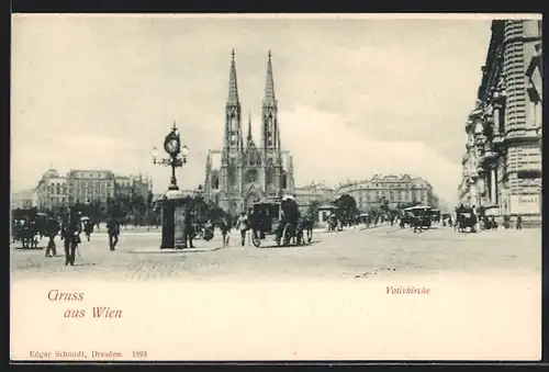 AK Wien, Votivkirche, Pferdebahnen