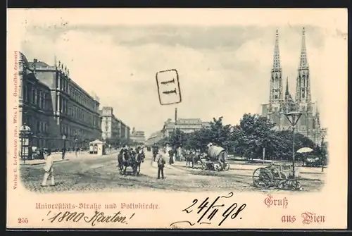 AK Wien, Universitäts-Strasse und Votivkirche