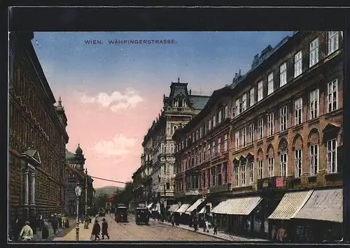 AK Wien, Währingerstrasse mit Strassenbahn