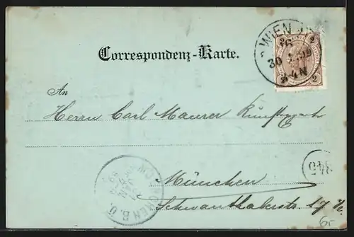 Mondschein-AK Wien, Maximilianplatz mit Votivkirche