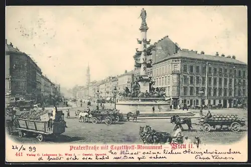 AK Wien, Praterstrasse mit Tegetthoff-Monument