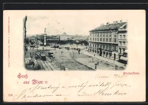 AK Wien, Strassenbahnen beim Praterstern