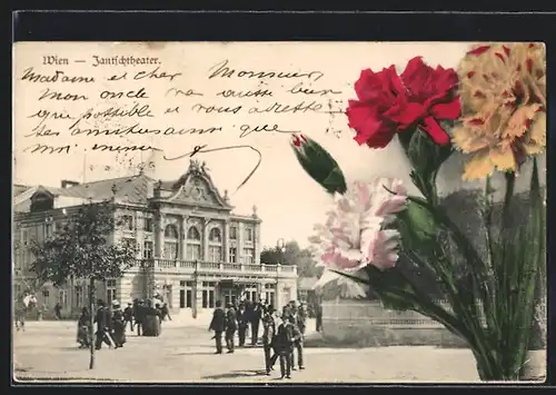 AK Wien, Blick auf das Jantschtheater, Blumenstrauss