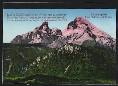AK Berggesichter, König Watzmann mit Familie