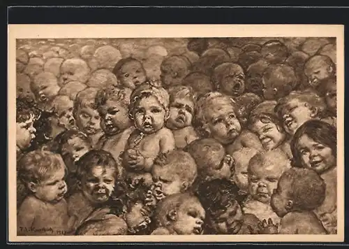 AK Deutschlands Zukunft, Kleinkindergruppe, Gemälde