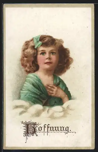 Künstler-AK Hoffnung, Mädchen mit Anker