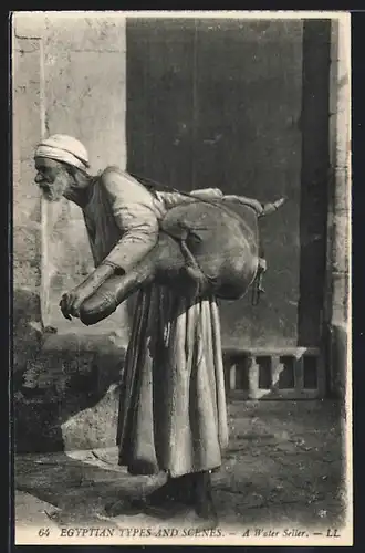 AK Ägypten, a Water Seller, ein alter arabischer Händler