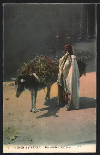 AK arabischer Arbeiter mit Esel