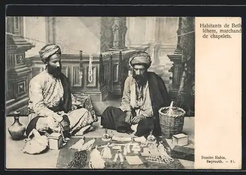 AK Bethléhem, marchands de chapelets, arabische Händler