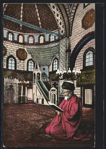 AK Herr in Gebetskleidung in einer Moschee