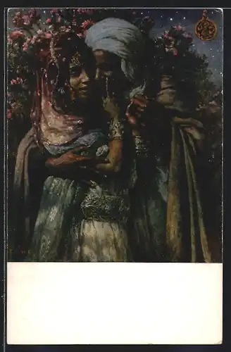 Künstler-AK Arabisches Paar umarmt sich