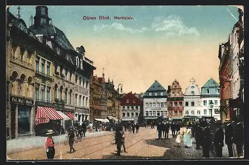 AK Düren im Rhld., Blick über den Marktplatz