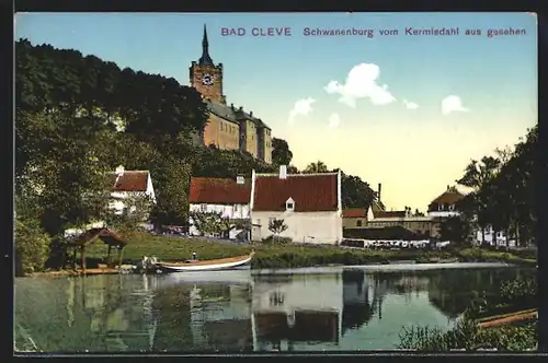 AK Bad Cleve, Schwanenburg vom Kermisdahl aus gesehen