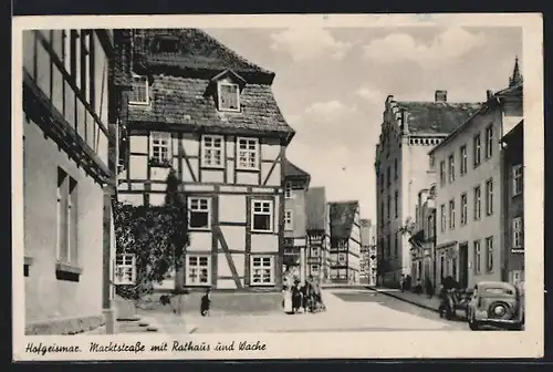 AK Hofgeismar, Marktstrasse mit Rathaus und Wache