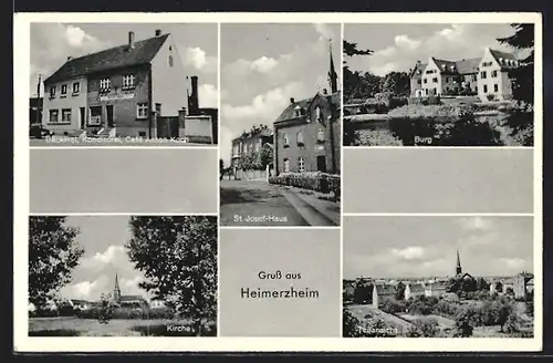 AK Heimerzheim, Café Anton Koch, St. Josef-Haus, Kirche, Burg