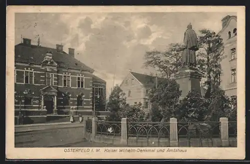AK Osterfeld i. W., Kaiser Wilhelm-Denkmal und Amtshaus