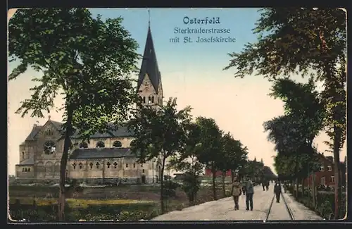 AK Osterfeld, Sterkraderstrasse mit St. Josefskirche