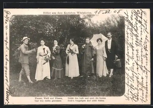 AK Bad Wörishofen, Gruppenbild Kurgäste, Badekultur