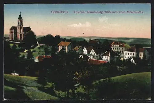 AK Bodnegg /Oberamt Ravensburg, Teilansicht mit Kirche