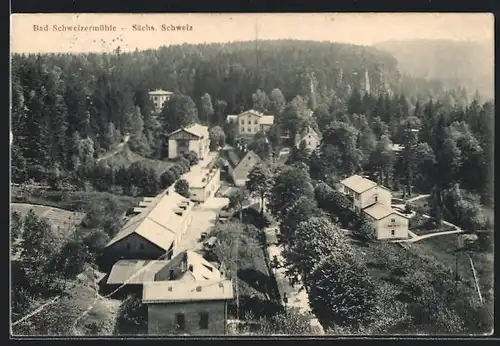 AK Bad Schweizermühle / Sächs. Schweiz, Totale aus der Vogelschau