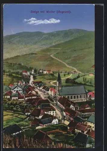 AK Steige / Vogesen, Ortspartie aus der Vogelschau