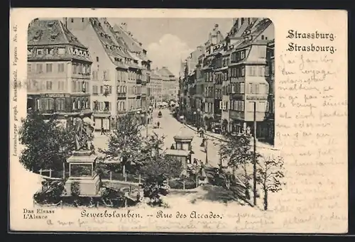 AK Strassburg i. E., Gewerbslauben, Rue des Arcades