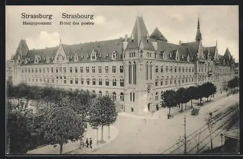 AK Strassburg /Els., Hauptpostamt aus der Vogelschau