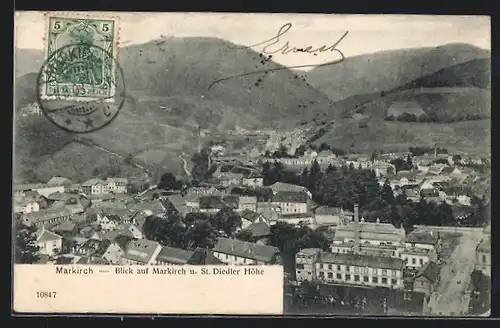 AK Markirch, Panorama mit St. Diedler Höhe