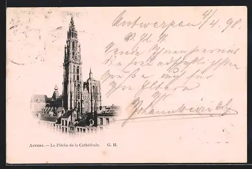 AK Anvers, La Flèche de la Cathédrale