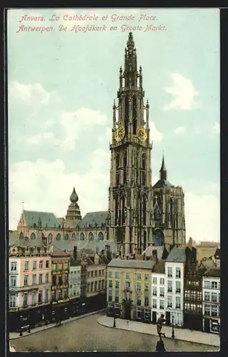 AK Antwerpen, De Hoofdkerk en Groote Markt