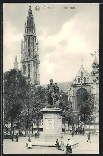 AK Anvers / Antwerpen, Place verte mit Denkmal