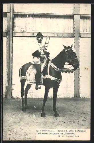 AK Belgischer Trompeter in Tracht auf einem Pferd