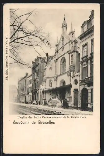 AK Brüssel / Bruxelles, L`eglise des Petits Carmes, Avenue de la Toison d`Or