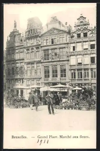 AK Brüssel / Bruxelles, Grand Place, Marché aux Fleurs