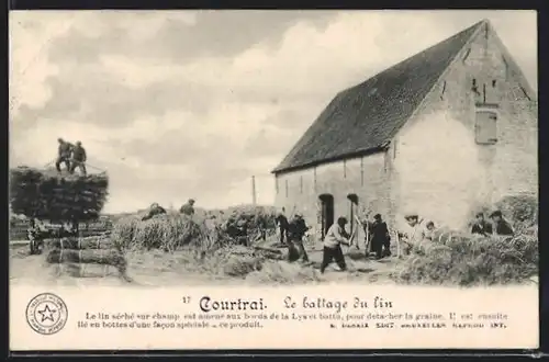 AK Courtrai, Le battage du lin