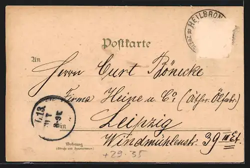 Passepartout-Lithographie Heilbronn, Marktplatz und Rathaus, Neckaransicht mit Götzenturm und Brücke im Kleeblatt