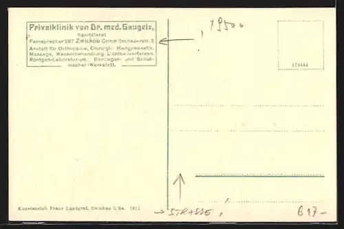 AK Zwickau, Privatklinik von Dr. med. Gaugele, Crimmitschauerstrasse 2