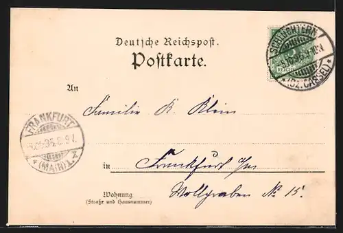 Lithographie Schlüchtern, Totalansicht, Königliches Seminar