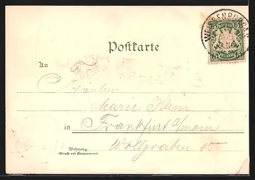 Lithographie Weissenburg a. Sand, Totalansicht, Ellinger Tor, Holzmarkt mit Rathaus